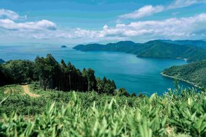 Scenic mountain views from Mt. Shizugatake on the Lake Biwa day tour